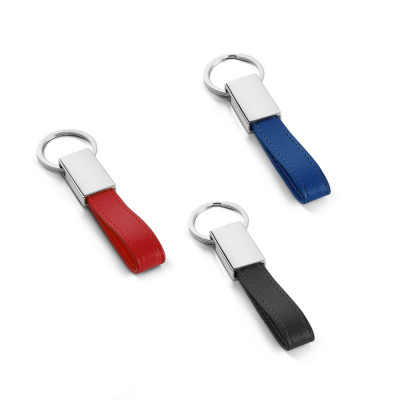 WATOH. Round metal and PU keyring